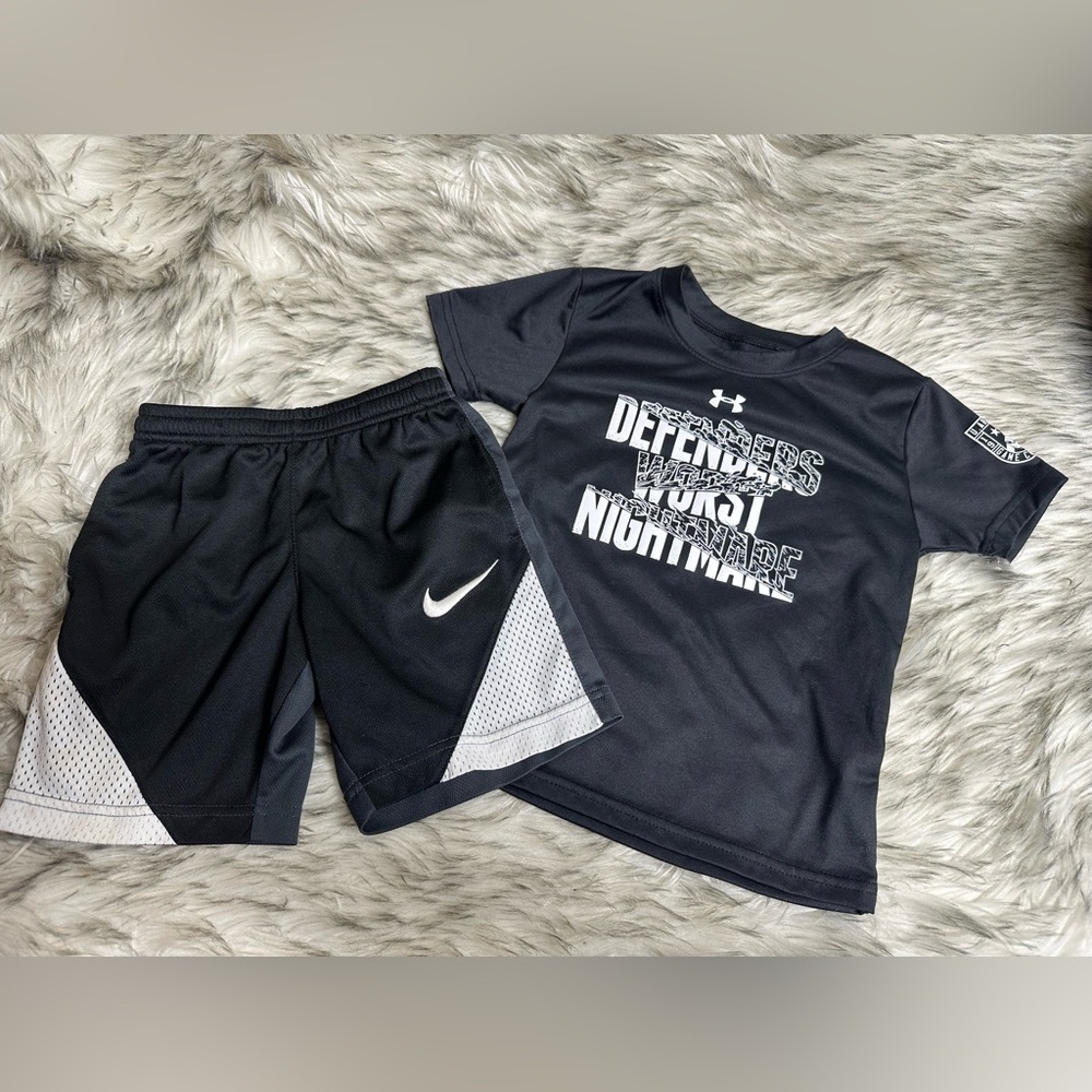 Under Armour Black Graphic T-Shirt and Nike Shorts Set